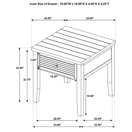 Concord Distressed Java 1-Drawer Square End Table from Coaster - Luna Furniture