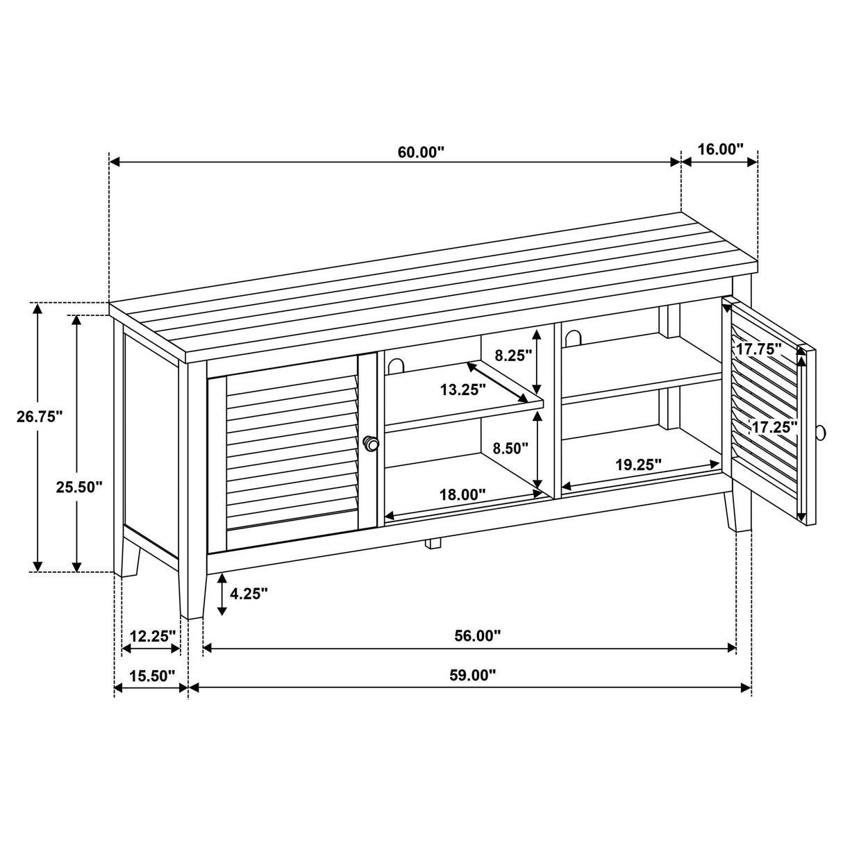 Concord Distressed Java 2-Door TV Stand Console from Coaster - Luna Furniture
