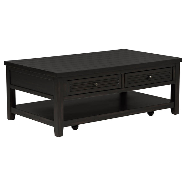 Concord Distressed Java 2-Drawer Rectangular Coffee Table