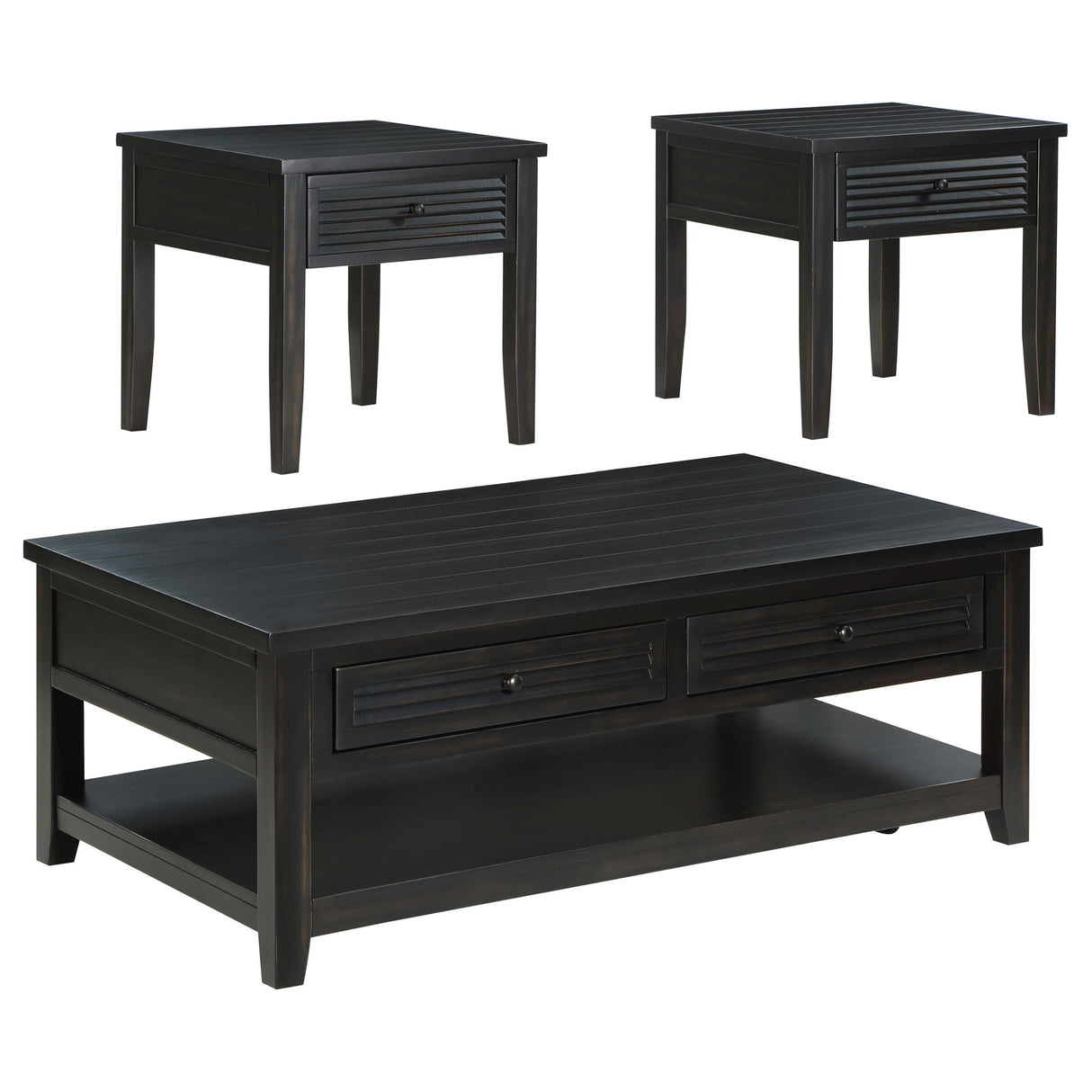 Concord Distressed Java 3-Piece Coffee and End Table Set from Coaster - Luna Furniture