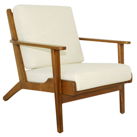 Connor Cream Linen Solid Wood Lounge Chair from Midinmod - Luna Furniture