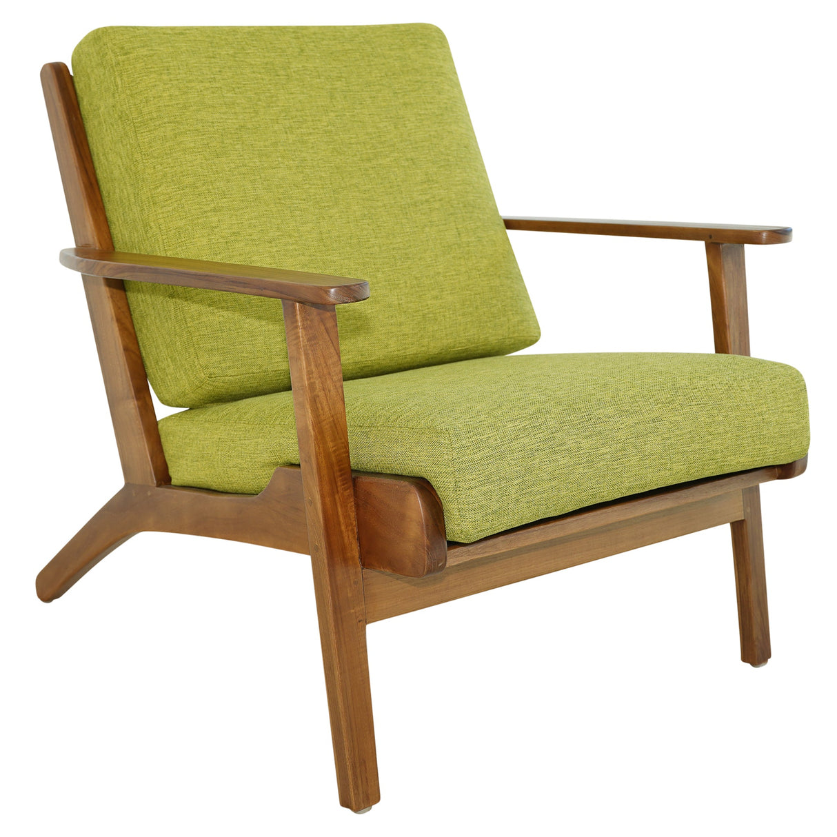 Connor Pistachio Green Linen Solid Wood Lounge Chair from Midinmod - Luna Furniture