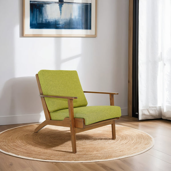 Connor Pistachio Green Linen Solid Wood Lounge Chair
