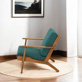 Connor Teal Linen Solid Wood Lounge Chair from Midinmod - Luna Furniture