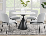 Conrad 48″ White Marble Top Dining Table with Black Conical Base from Steve Silver - Luna Furniture