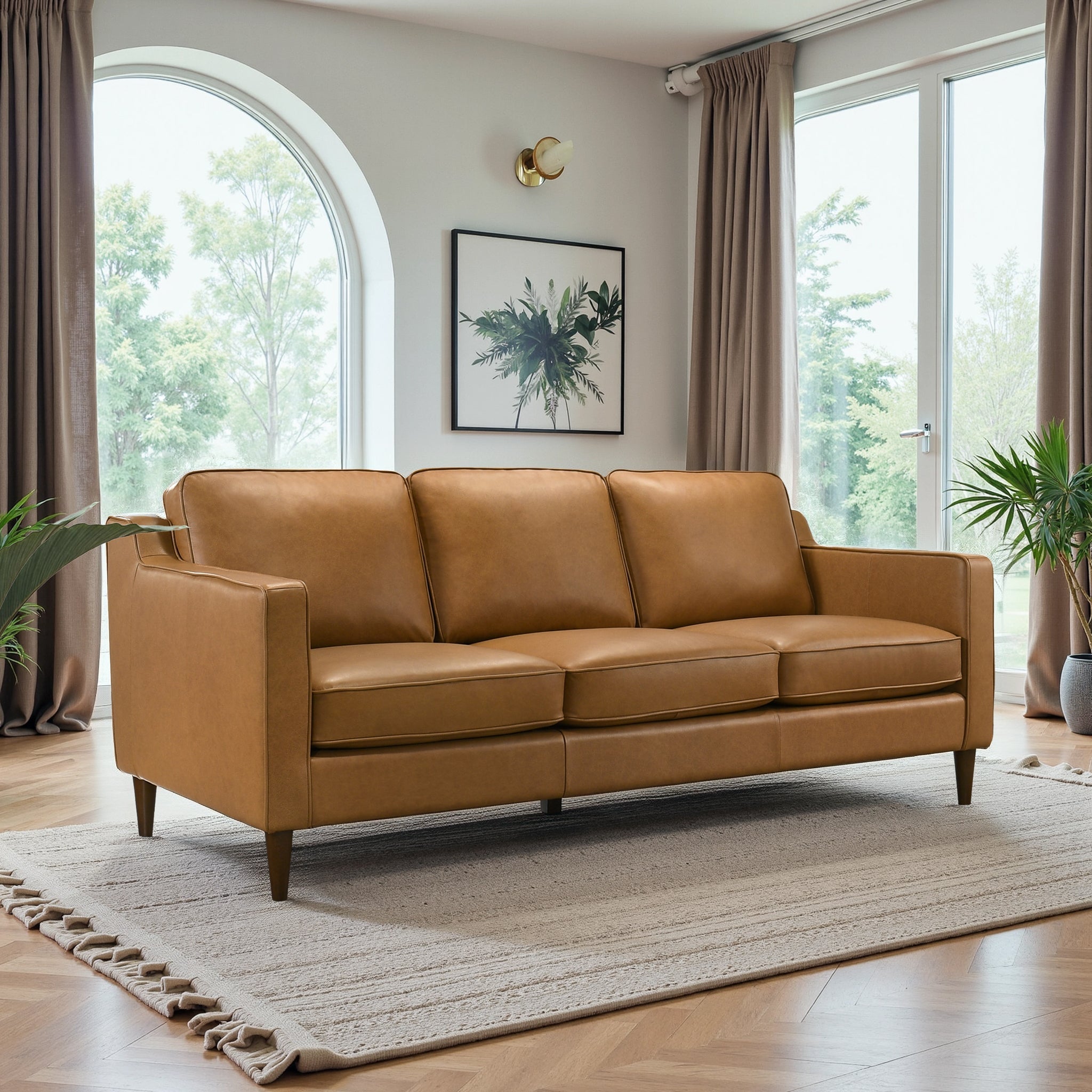 Cooper Tan Genuine Leather Sofa – Luna Furniture