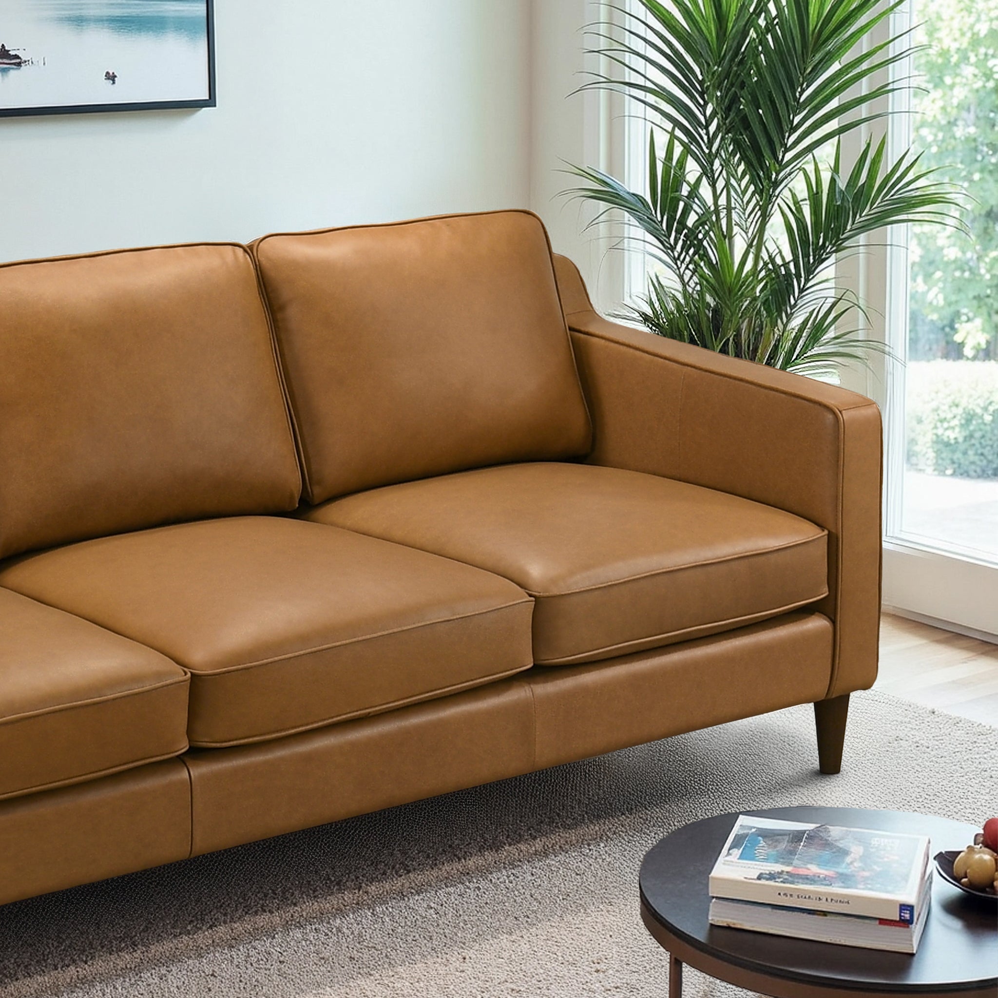 Cooper Tan Genuine Leather Sofa – Luna Furniture