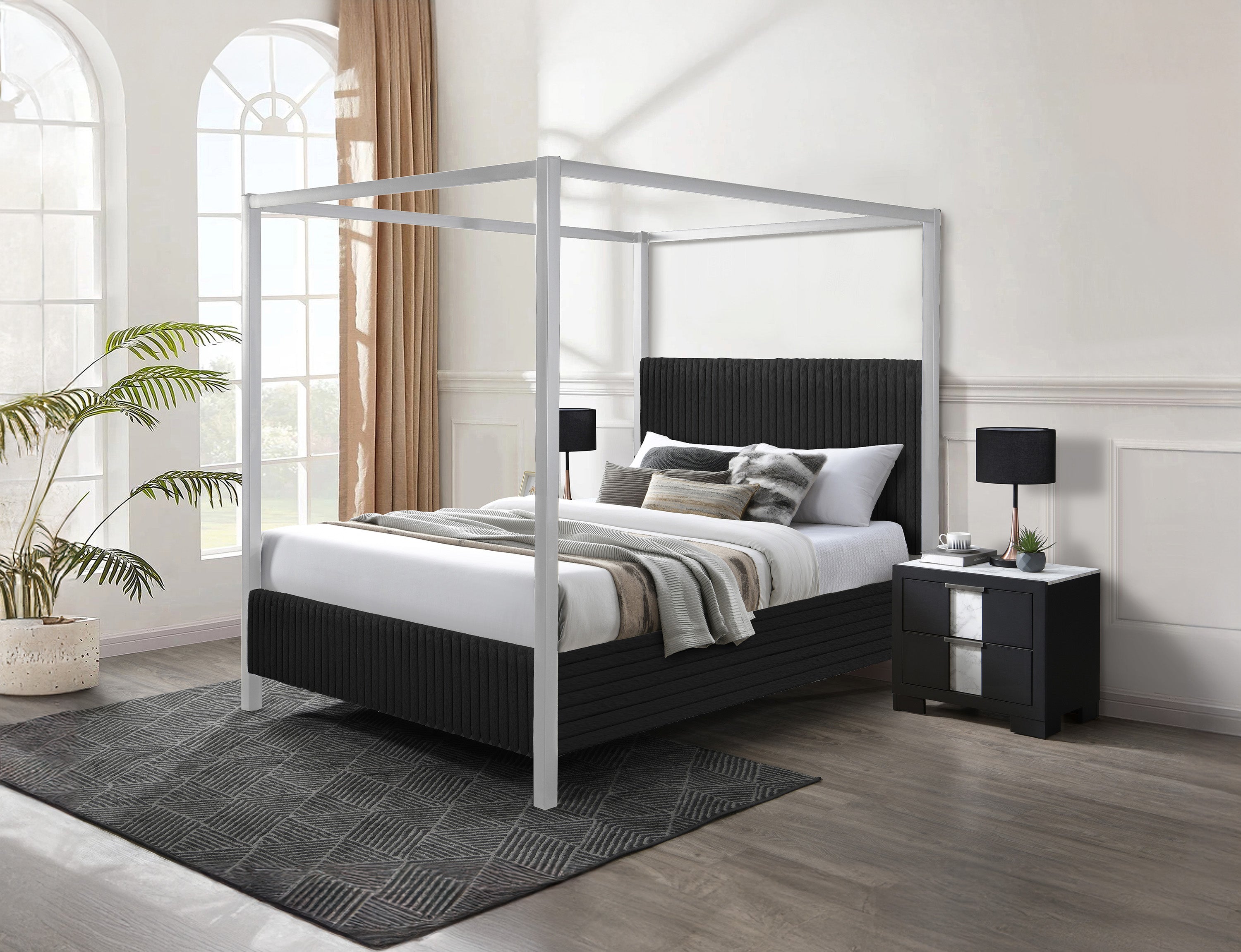 Cora Black King Canopy Bed – Luna Furniture