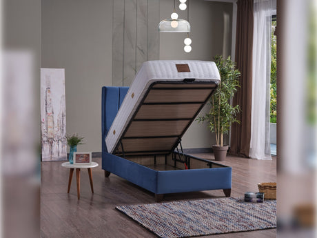 Cordoba Full Storage Bed With Headboard in Light Blue from Furnia - Luna Furniture