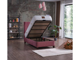 Cordoba Twin Storage Bed With Headboard in Dusty Rose from Furnia - Luna Furniture
