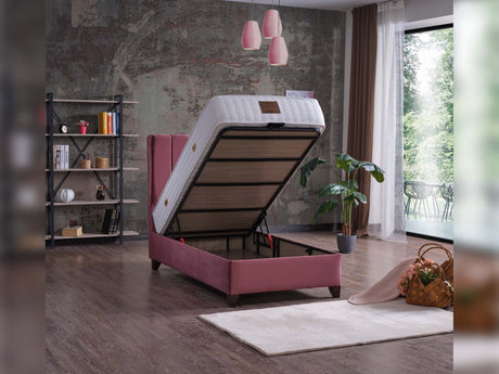 Cordoba Dusty Rose Queen Storage Bed with Headboard from Furnia - Luna Furniture