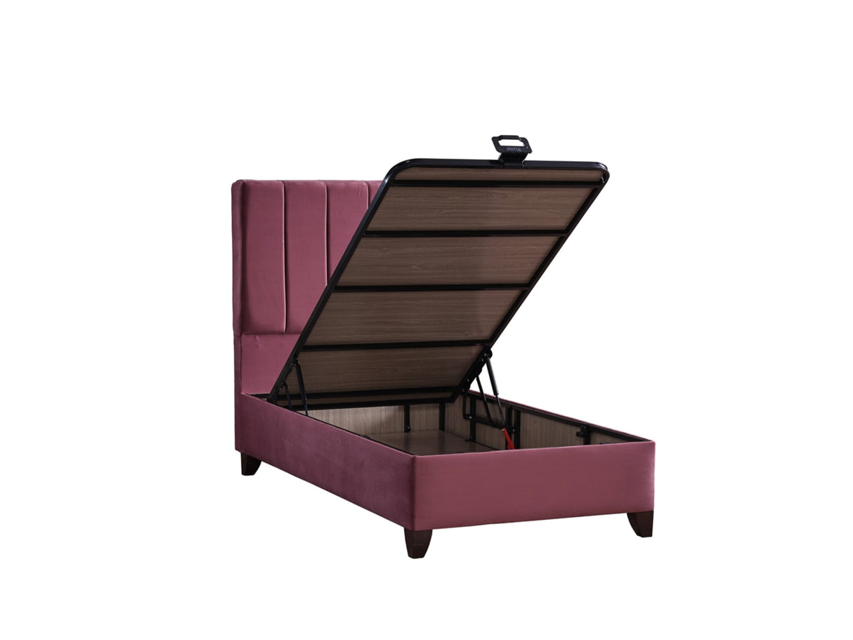 Cordoba Dusty Rose Queen Storage Bed with Headboard from Furnia - Luna Furniture