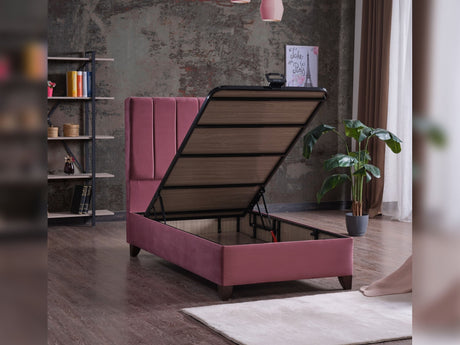 Cordoba Dusty Rose Queen Storage Bed with Headboard from Furnia - Luna Furniture
