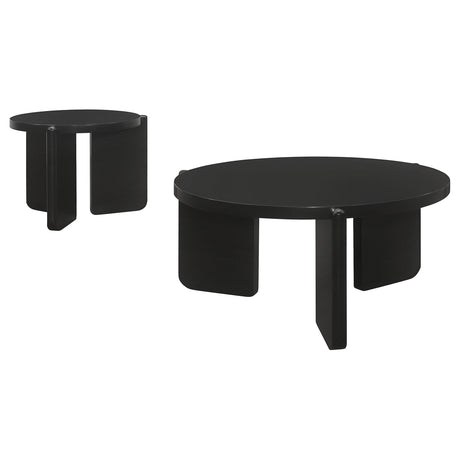 Cordova Black 2-Piece Solid Wood Coffee and End Table Set from Coaster - Luna Furniture