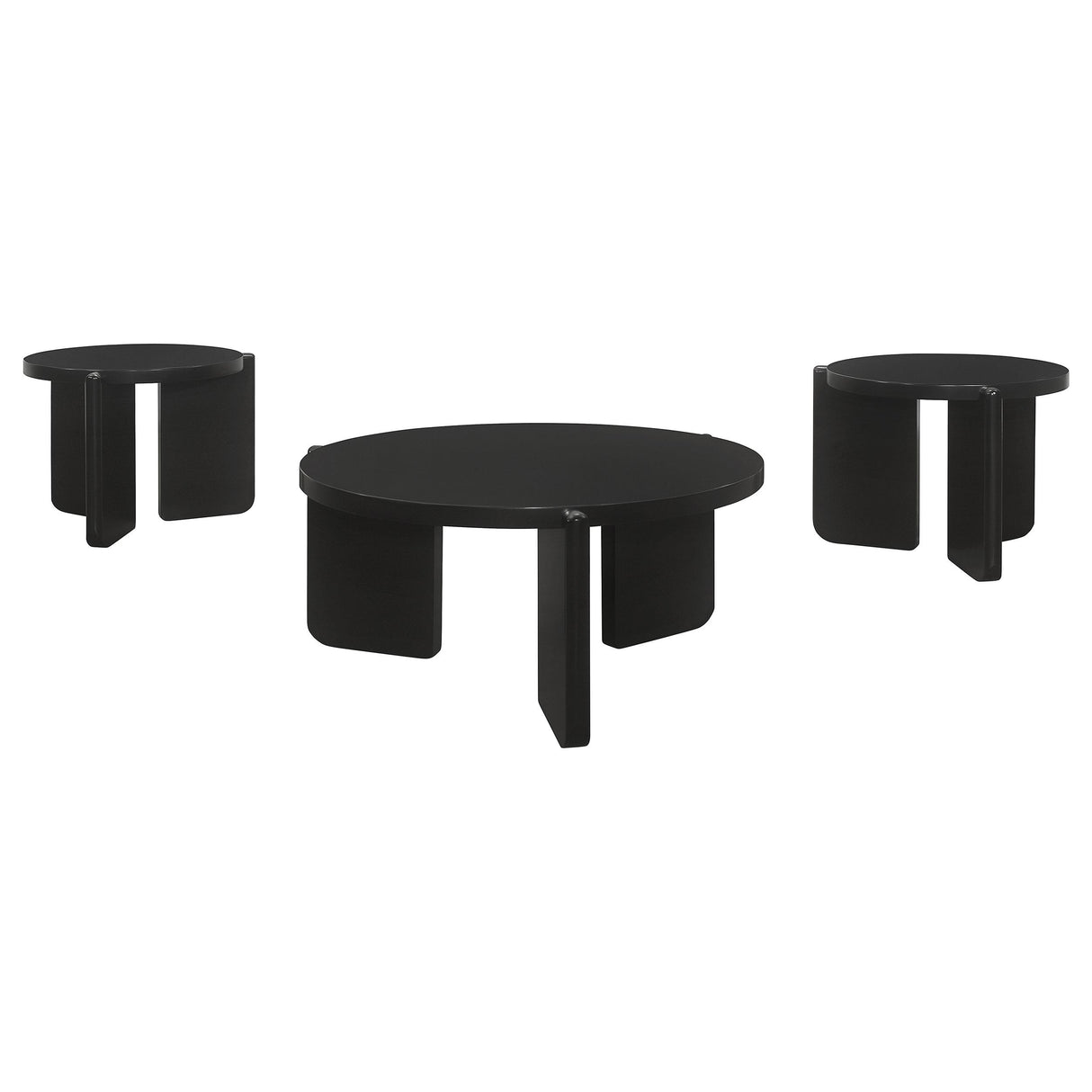 Cordova Black 3-Piece Solid Wood Coffee and End Table Set from Coaster - Luna Furniture