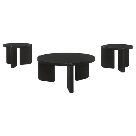 Cordova Black 3-Piece Solid Wood Coffee and End Table Set from Coaster - Luna Furniture