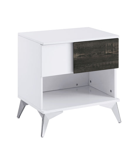 Corinne White/Distressed Dark Oak End Table from Furniture of America - Luna Furniture