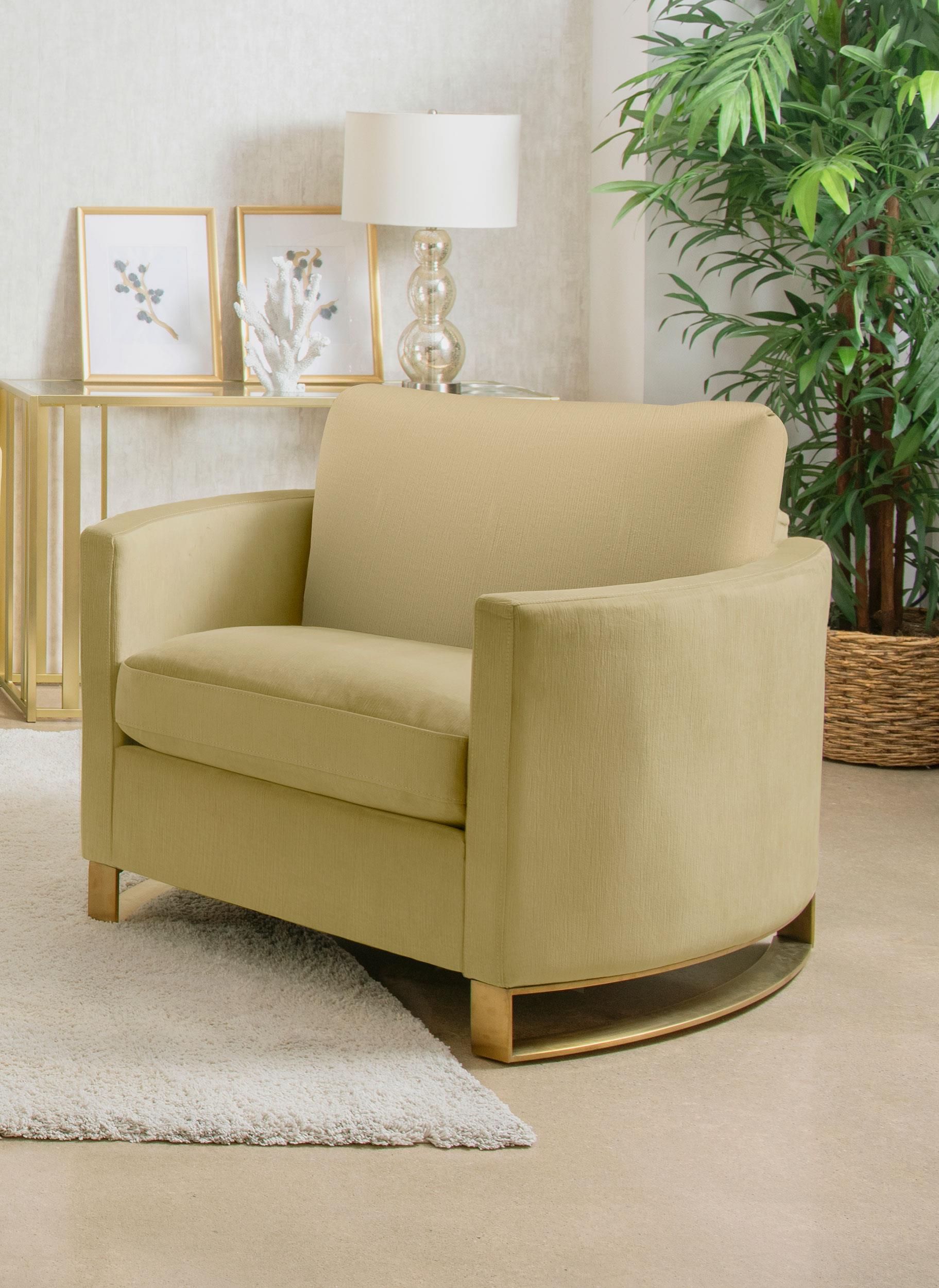 Coaster Corliss Camel Velvet Curved Track Arm Chair – Luna Furniture
