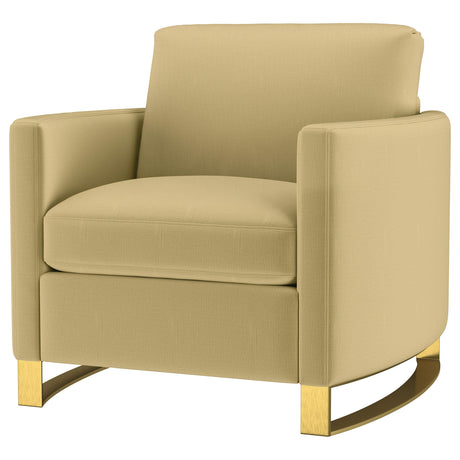 Corliss Camel Velvet Curved Track Arm Chair from Coaster - Luna Furniture