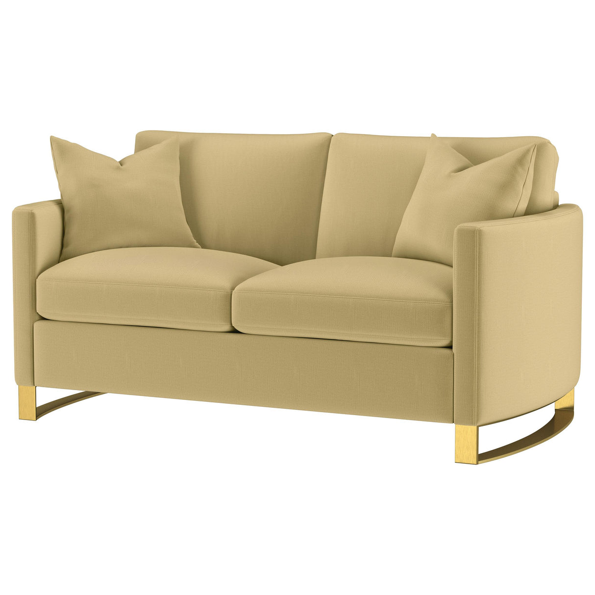 Corliss Camel Velvet Curved Track Arm Loveseat from Coaster - Luna Furniture