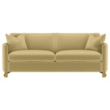 Corliss Camel Velvet Curved Track Arm Sofa from Coaster - Luna Furniture