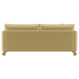 Corliss Camel Velvet Curved Track Arm Sofa from Coaster - Luna Furniture