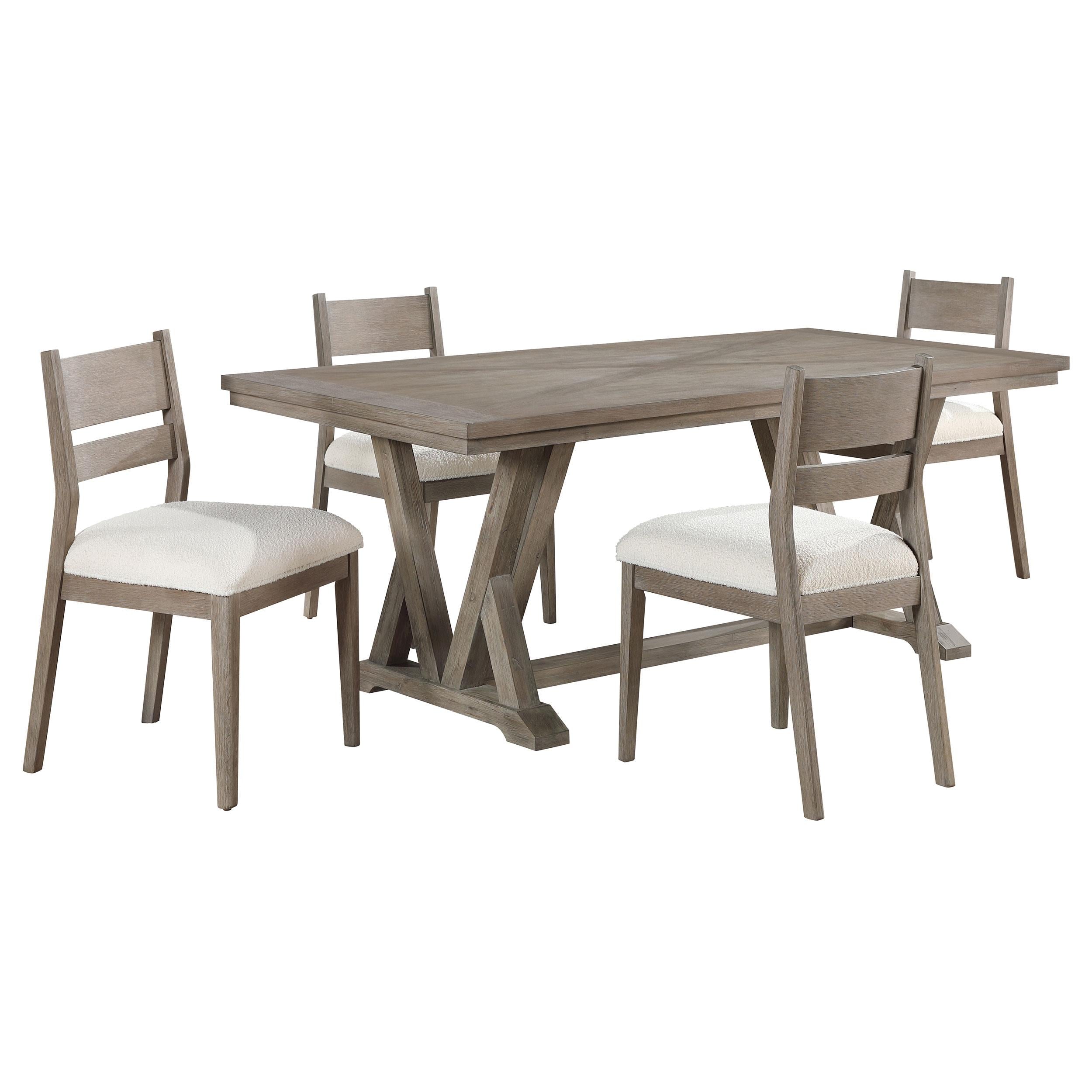 クードシャンス ディエイト グレースコンチネンタル 3点セット Cornelia Coastal Gray 5-Piece Rectangular Dining Set – Luna Furniture
