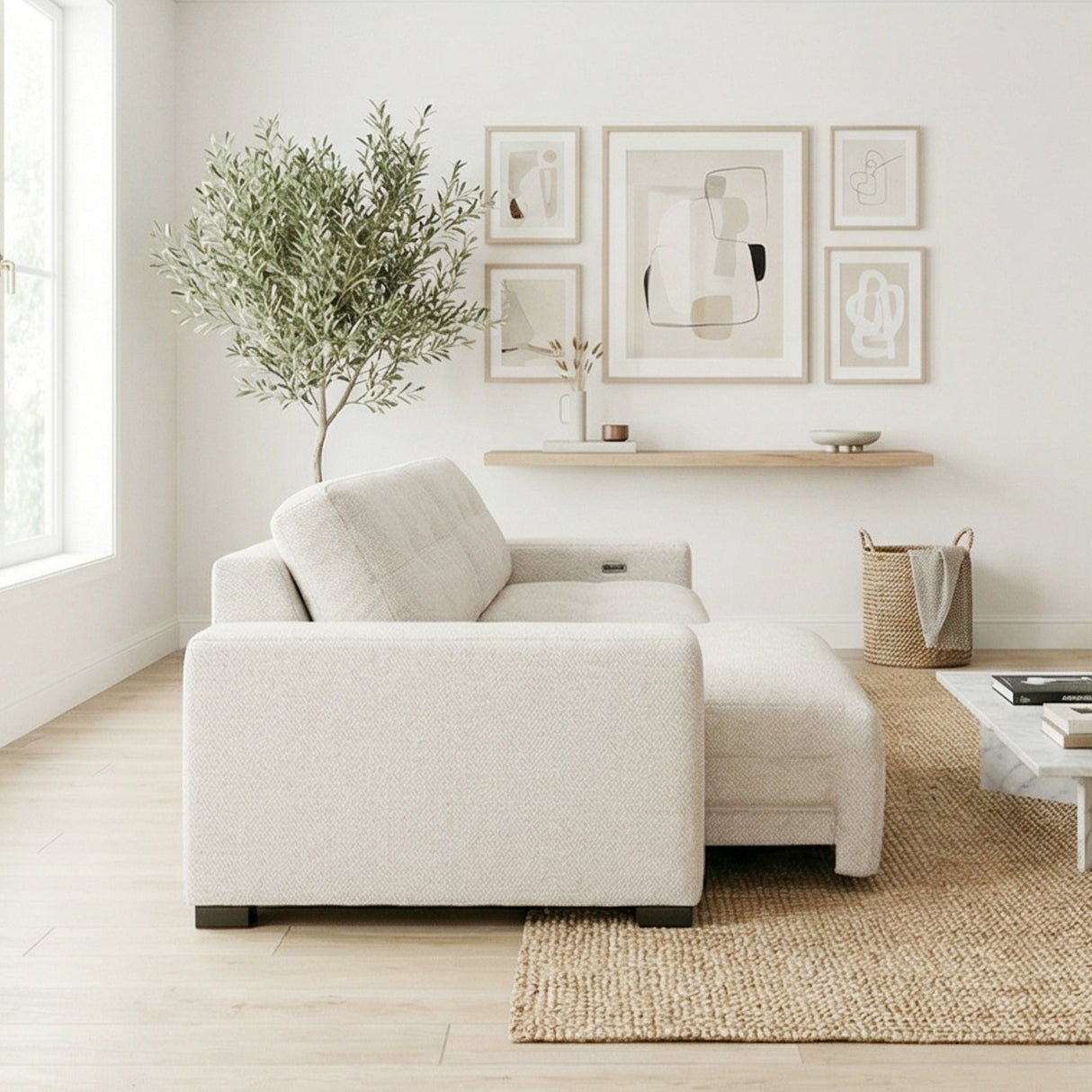 Corston Beige Linen PWR Slider Sofa from Ashcroft Furniture - Luna Furniture