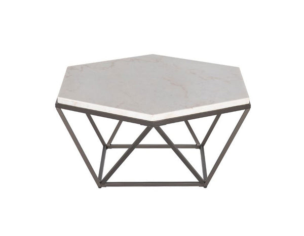 Corvus White Marble Top Hexagon Cocktail Table