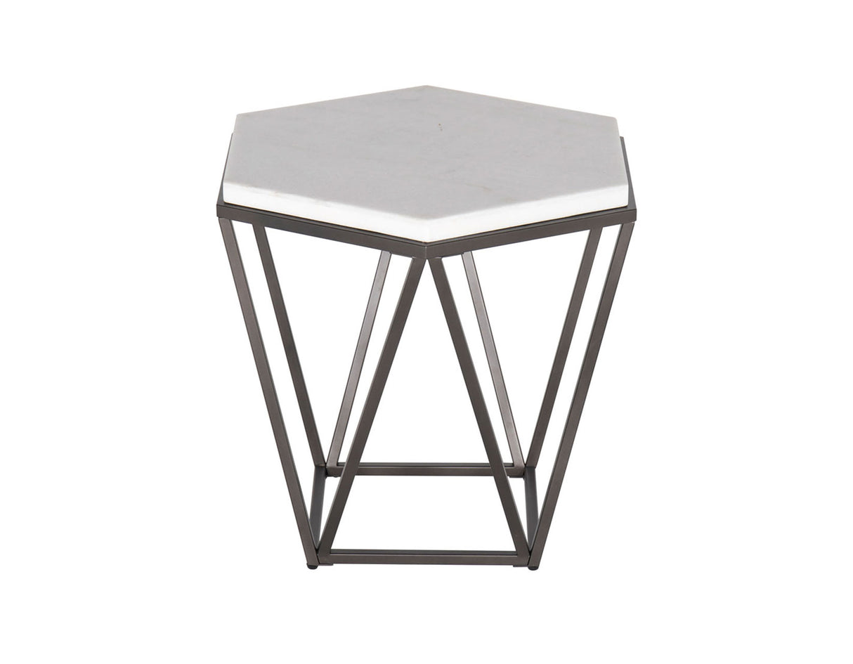 Corvus White Marble Top Hexagon End Table from Steve Silver - Luna Furniture