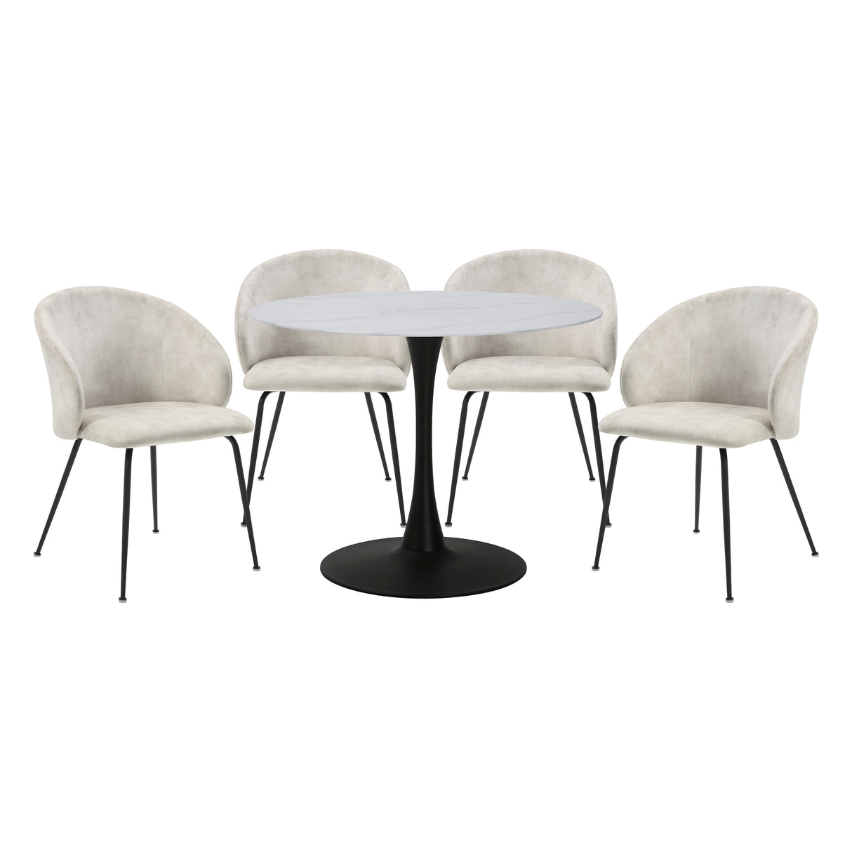 Cosimo Beige 5-Piece Marble Print Tempered Glass-Top Round Dining Set from Homelegance - Luna Furniture