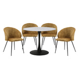 Cosimo Mustard 5-Piece Marble Print Tempered Glass-Top Round Dining Set from Homelegance - Luna Furniture