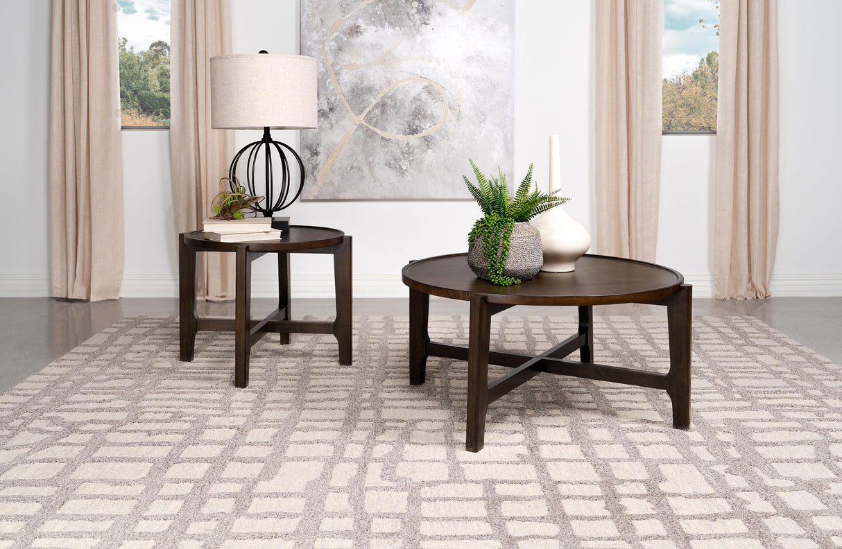 Cota Dark Brown 2-Piece Solid Wood Coffee and End Table Set from Coaster - Luna Furniture