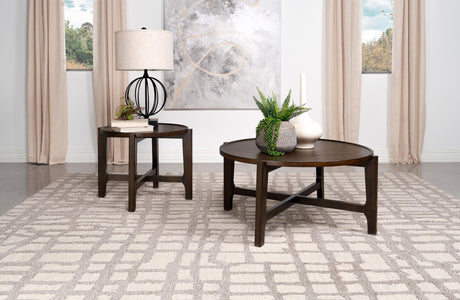 Cota Dark Brown 2-Piece Solid Wood Coffee and End Table Set from Coaster - Luna Furniture