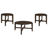 Cota Dark Brown 3-Piece Solid Wood Coffee and End Table Set from Coaster - Luna Furniture