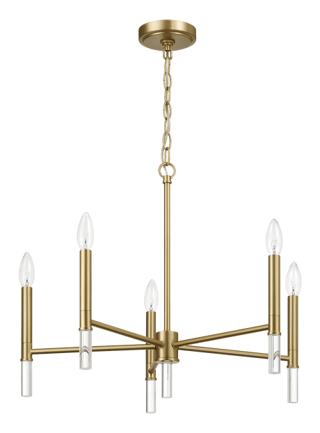 Courtyard Five Light Golden Brass Candle Light Chandelier 24"W × 17.75"H from Midinmod - Luna Furniture