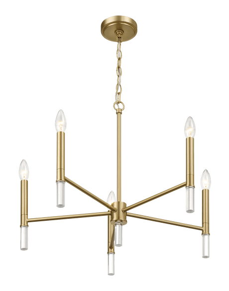 Courtyard Five Light Golden Brass Candle Light Chandelier 24"W × 17.75"H from Midinmod - Luna Furniture