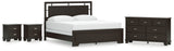 Covetown California King Panel Bed with Dresser and 2 Nightstands in Dark Brown from Ashley - Luna Furniture