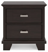 Covetown California King Panel Bed with Dresser and 2 Nightstands in Dark Brown from Ashley - Luna Furniture