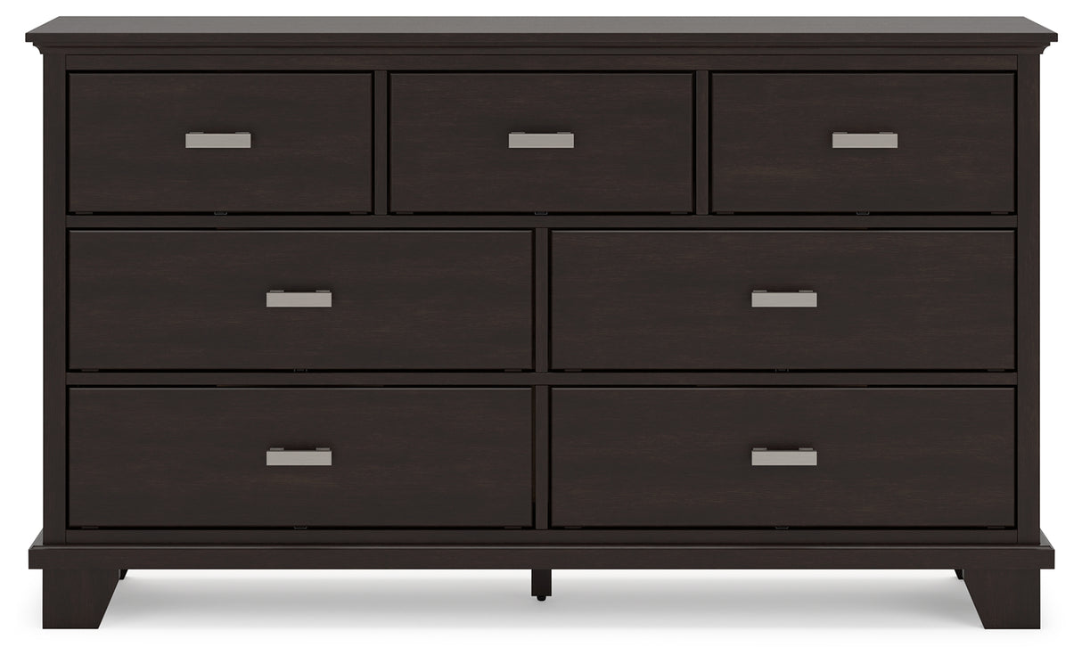 Covetown California King Panel Bed with Dresser in Dark Brown from Ashley - Luna Furniture