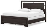 Covetown California King Panel Bed with Mirrored Dresser, Chest and 2 Nightstands in Dark Brown from Ashley Furniture - Luna Furniture