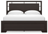 Covetown California King Panel Bed with Mirrored Dresser, Chest and Nightstand in Dark Brown from Ashley Furniture - Luna Furniture