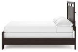 Covetown California King Panel Bed with Mirrored Dresser, Chest and Nightstand in Dark Brown from Ashley Furniture - Luna Furniture