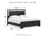 Covetown California King Panel Bed with Mirrored Dresser, Chest and Nightstand in Dark Brown from Ashley Furniture - Luna Furniture