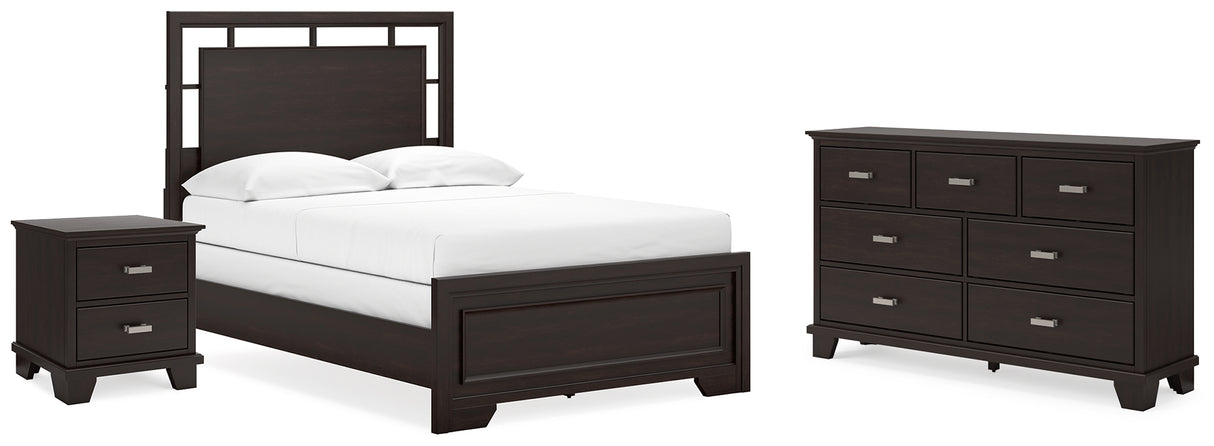 Covetown Full Panel Bed with Dresser and Nightstand in Dark Brown from Ashley - Luna Furniture