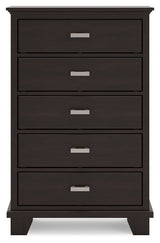 Covetown Full Panel Bed with Mirrored Dresser, Chest and Nightstand in Dark Brown from Ashley - Luna Furniture