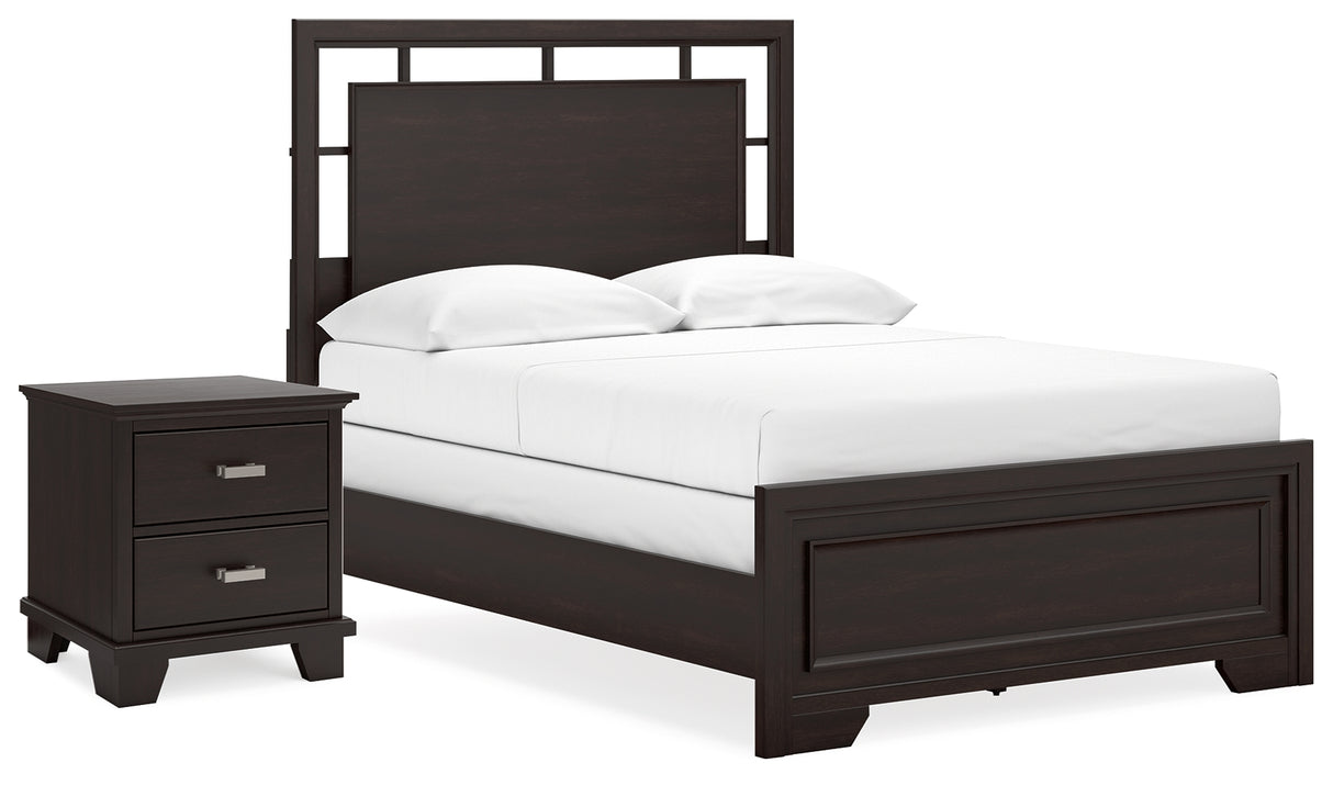 Covetown Full Panel Bed with Nightstand in Dark Brown from Ashley - Luna Furniture