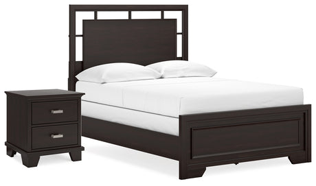 Covetown Full Panel Bed with Nightstand in Dark Brown from Ashley - Luna Furniture