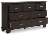 Covetown King Panel Bed with Dresser and 2 Nightstands in Dark Brown from Ashley - Luna Furniture