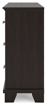 Covetown King Panel Bed with Dresser and 2 Nightstands in Dark Brown from Ashley - Luna Furniture